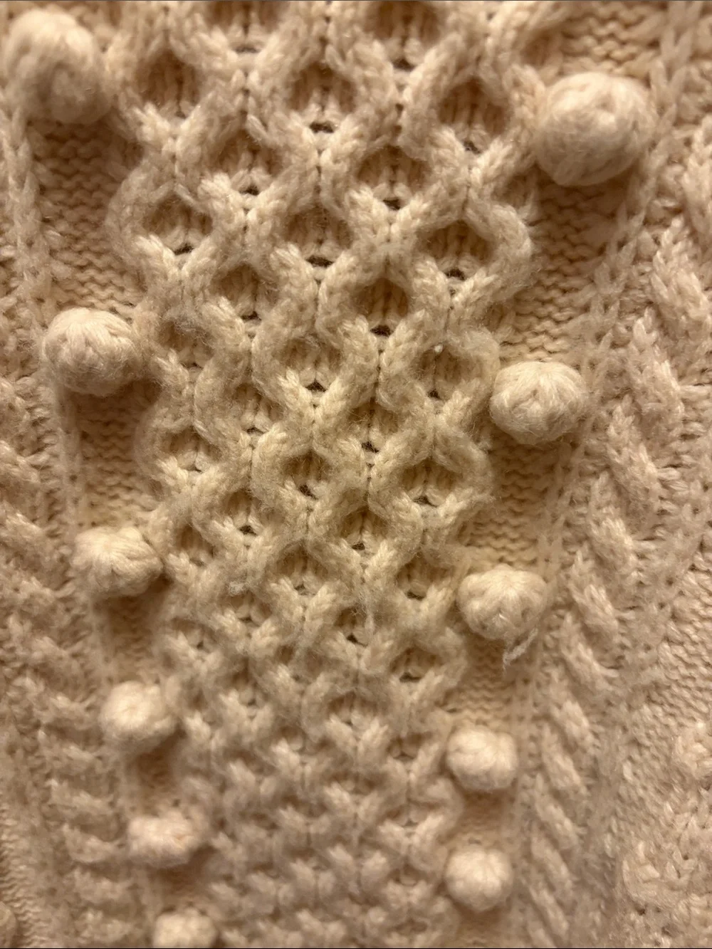 J. Crew Ivory Cable Bobble Crewneck Sweater
